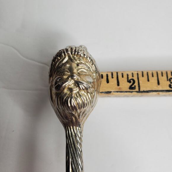 Vintage Santa Claus Head Christmas Silver Tone Candle Snuffer - Picture 2 of 6